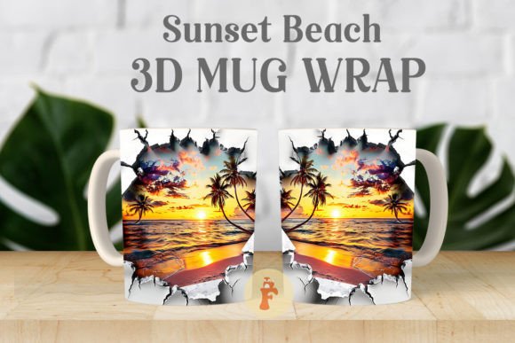Download Sunset Beach 3D Mug Wrap Design - 3d mug wrap Collection