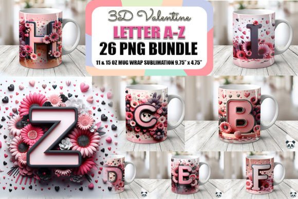 Download Valentine Alphabet 3D Mug Wrap Bundle - 3d mug wrap Collection
