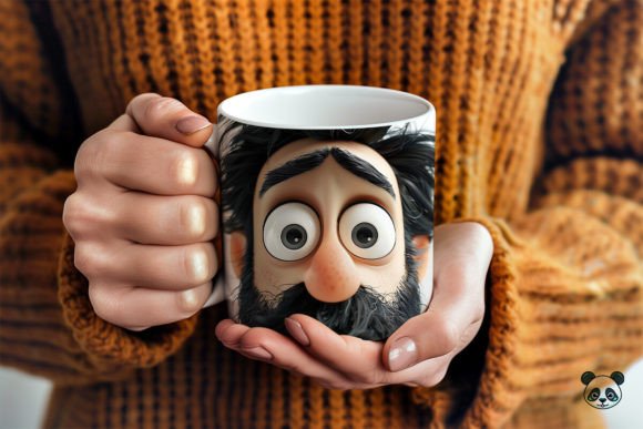 Download Dad Face with Black Bearded 3D Mug Wrap - 3d mug wrap Collection