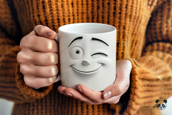 Download Winking Cartoon Face 3D Mug Wrap - 3d mug wrap Collection