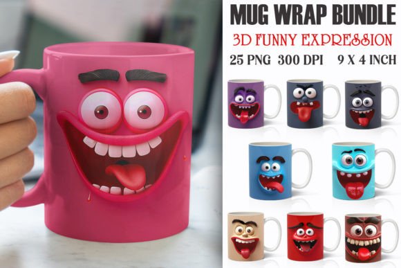 Download Funny Expression 3D Mug Wrap Bundle - 3d mug wrap Collection
