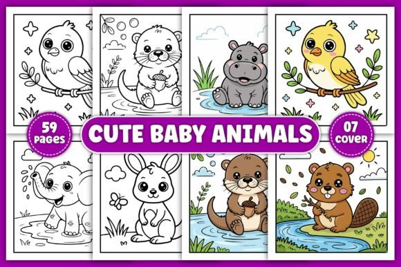 Download Cute Baby Animals Coloring Pages Kids - Premium Resources